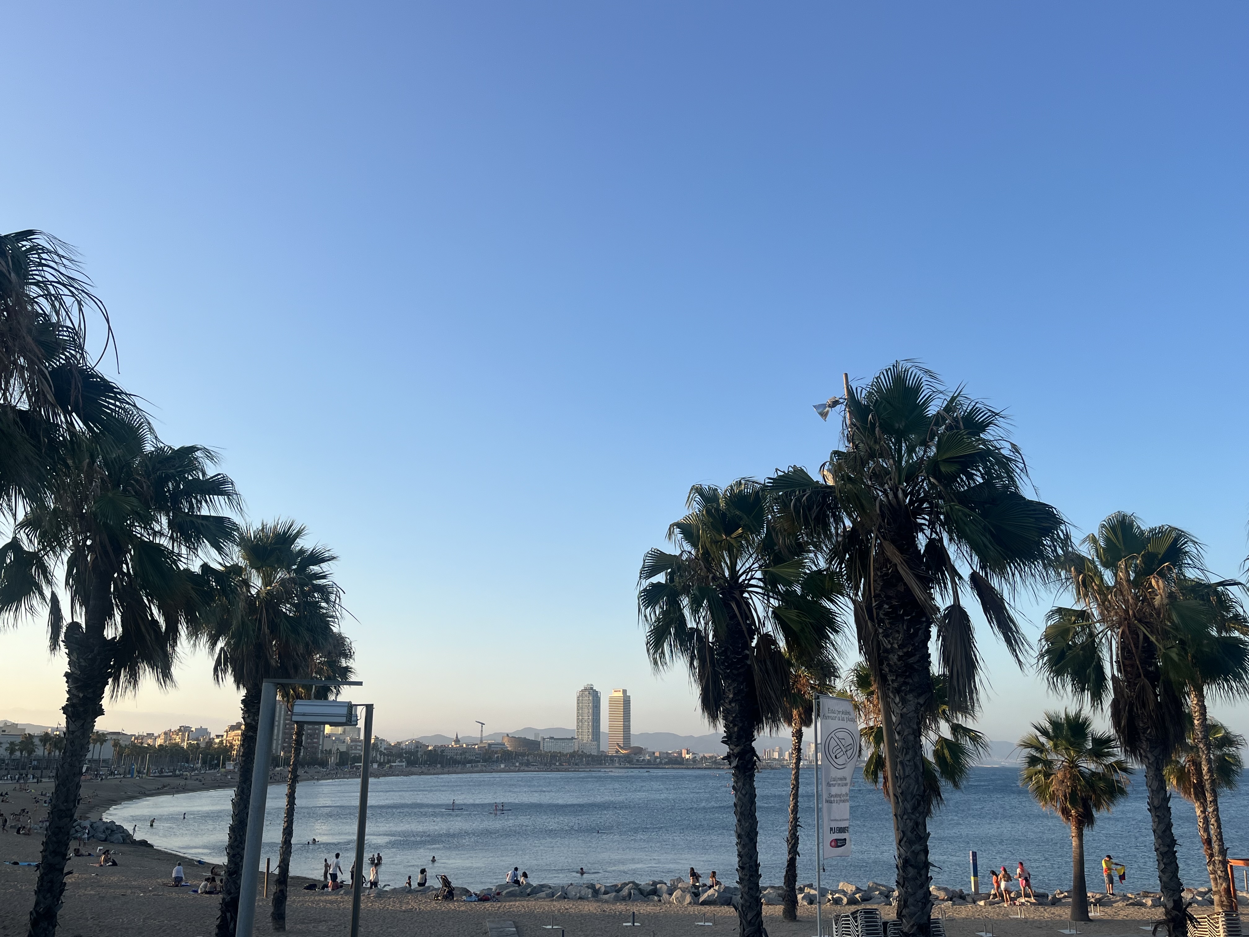 Barcelona beach at golden hour